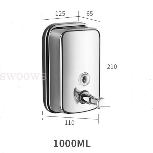 STAINLESS STEEL COMMERCIAL GRADE POLISHED LOTION SOAP DISPENSER 500/800/1000ML