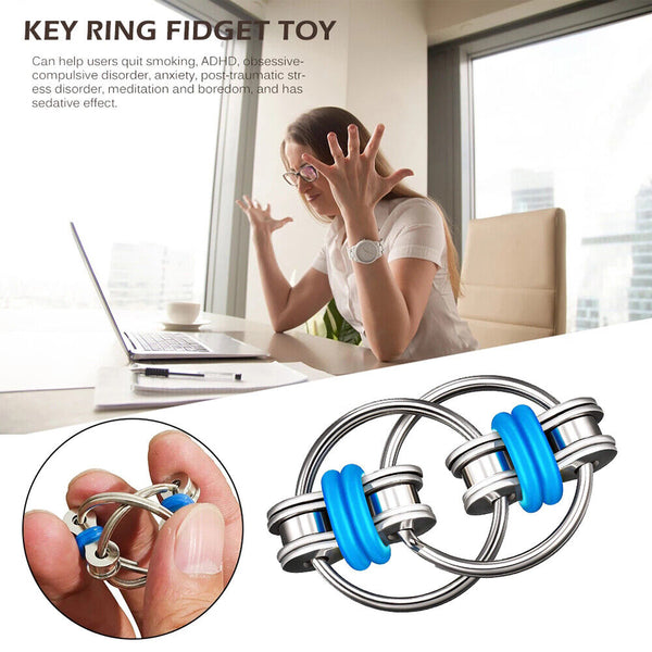 1/2X Flippy Bike Chain Fidget Toy Stress Relief Sensory Autism Anxiety Keychain