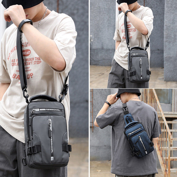 Men's Sling Crossbody Bag Anti-theft Shoulder Chest Messenger Backpack USB Port