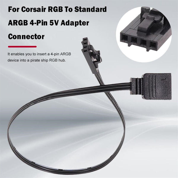 4 Pin RGB to Standard ARGB 5V 3 Pin Connector w/ C GX Adapter For Corsair FAST