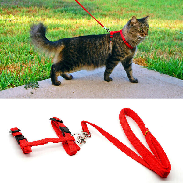 Pet Kitten Cat Walking Harness Lead Nylon Leash Safety Clip Adjustable Collar