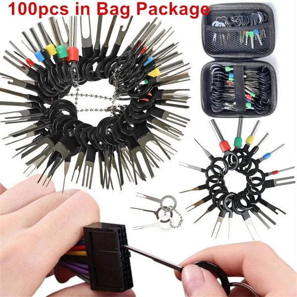 100PCS/Set Terminal Removal Tool Box Pin Extractor Electrical Wire Connector Kit