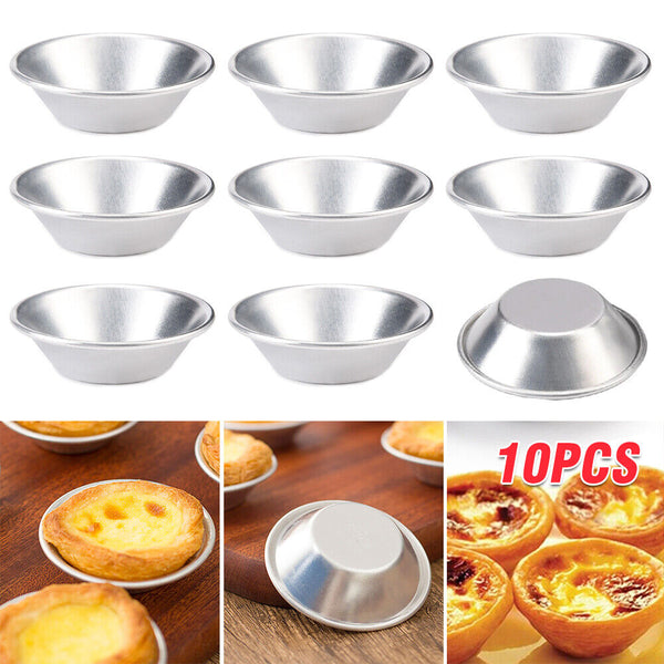 Egg Tart Mould Cake Tins Set Cups Circular Pie Mold Plate Baking Non-Stick Up30x