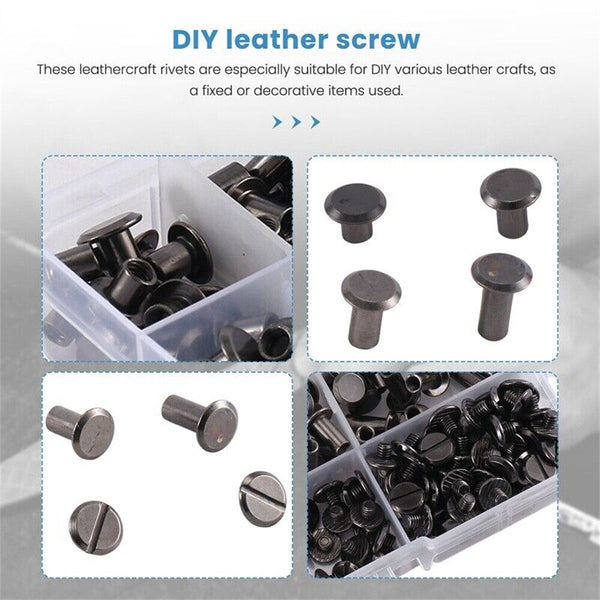 90x Belt Screw Leather Craft Chicago Nail Rivet Stud Head Wallet Round Flat Head