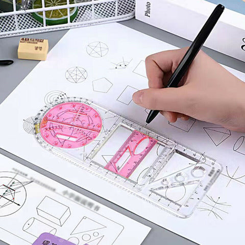 Multifunction Drawing Ruler Mathematics Geometric Measuring Drafting School