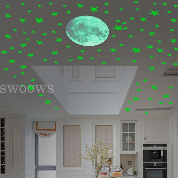 435 Wall Stickers Luminous Stars Moon Planet Glow In The Dark Nursery Kids Room