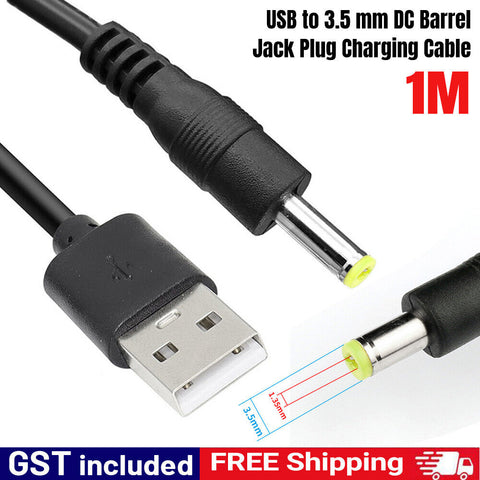 USB to 3.5mm /1.35 mm 5 Volt 5V 2A DC Barrel Jack Plug Charging Power Cable Cord