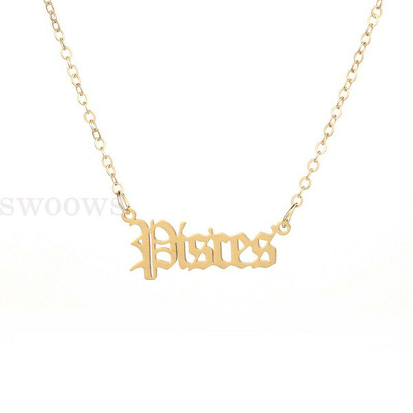 Horoscope Zodiac Star Sign Pendant Old English Necklace Gold Jewellery Chain