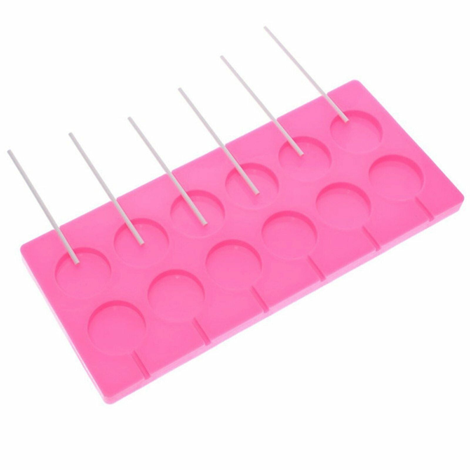 Round Silicone Lollipop Mould Baking Hard Candy Mold 12 Capacity DIY Sticks Set