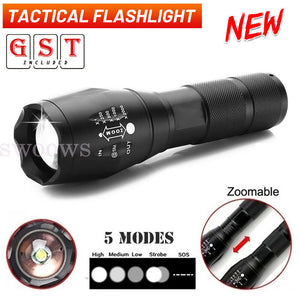 XML-T6 Tactical Flashlight Torch Super Bright Camping LED Torch Zoomable