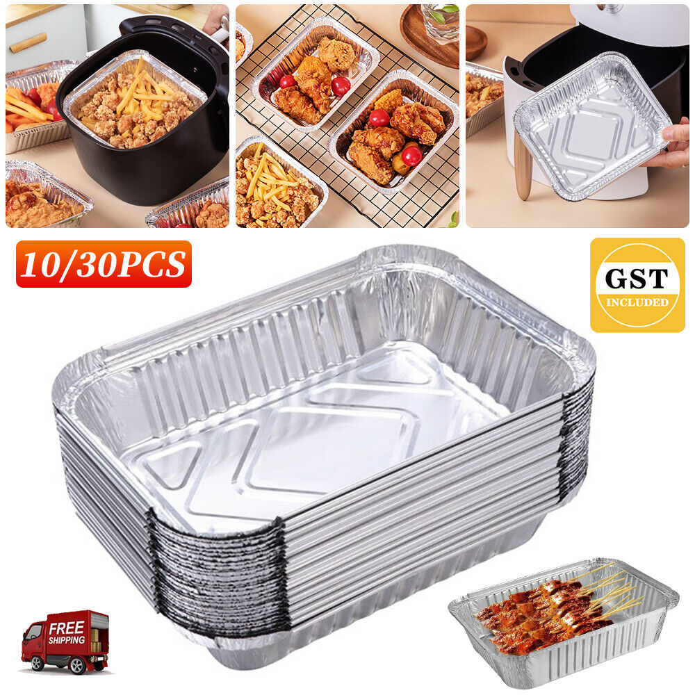 10-30x BBQ Aluminum Foil Grease Drip Pans Recyclable Grill Catch Tray For Weber