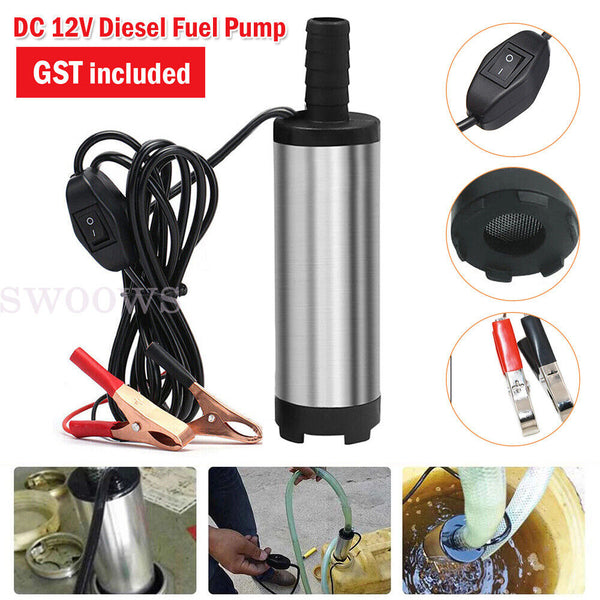 12V Diesel Fuel Pump Car Auto Aluminium Submersible Transfer Vessel Water Oil