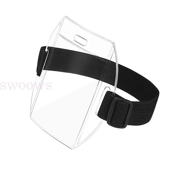1/5 X Vertical Armband Security ID Card Photo Badge Holder Clear Elastic Strap