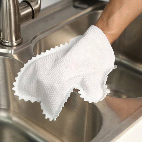 1-100PC Fish Scale Cleaning Duster Gloves Soft White For Window Glass Floor Desk