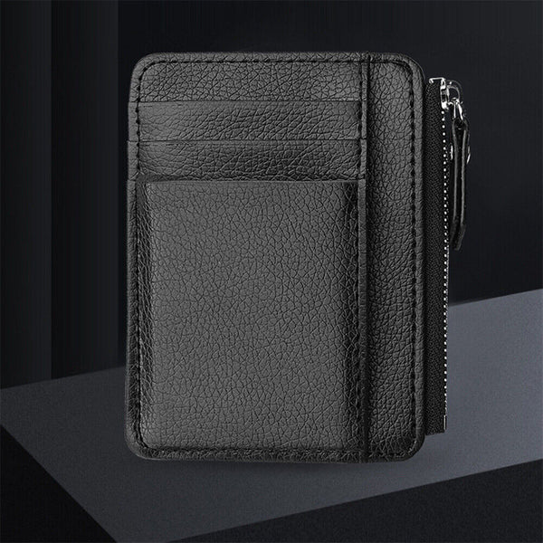 Men's PU Leather Small Coin Case Card Holder Zip Wallet Pouch Mini Purse Bag AU