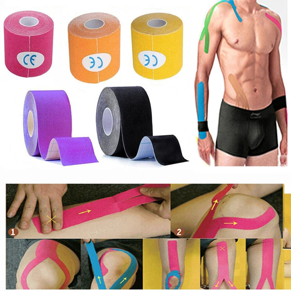 6x Athletic Elastic Physio Sports Kinesiology Rock Tape Muscle Bandage 5cmx5m AU