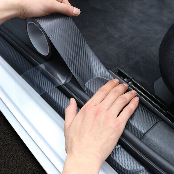 Car Door Sill Protector Edge Sticker Carbon Fiber Rubber DIY Bumper Guard Strip