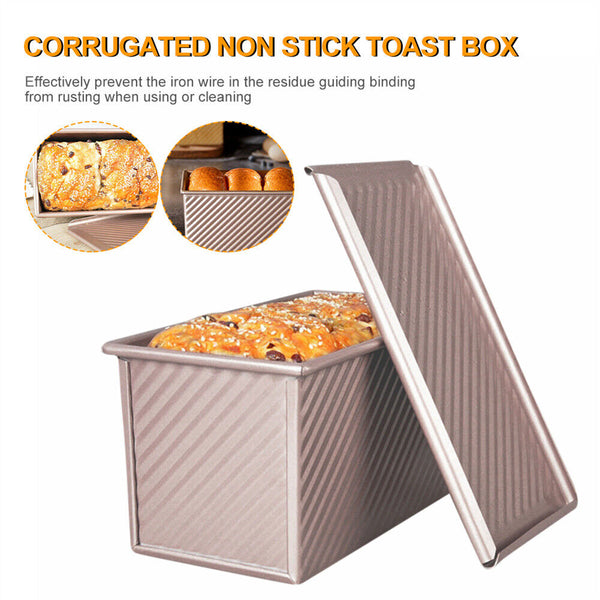 Non-stick Toast Box Loaf Bread Tin Pan Mold With Lid Kitchen Baking Tool AU