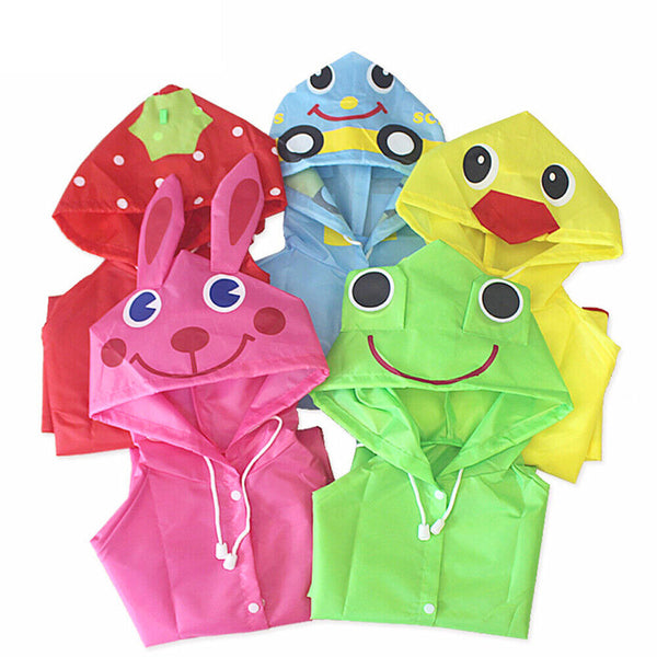 Toddler Girls Boys Baby Cartoon Raincoat Rain Hooded Poncho Coat Kids Outwear AU