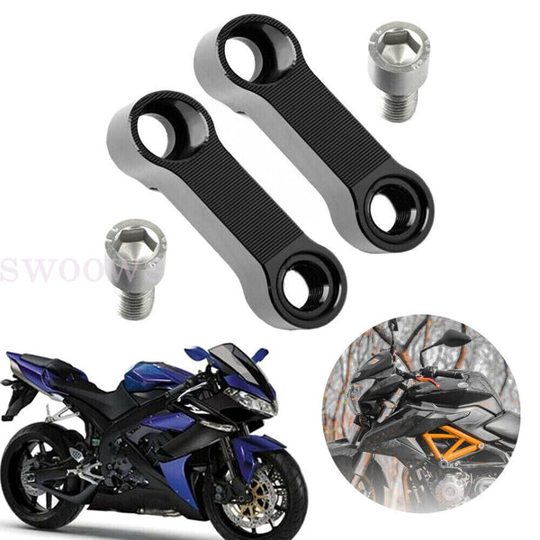 2PCS Motorcycle Mirror Extenders 8mm-10mm Riser Adaptor Bracket Holder Universal