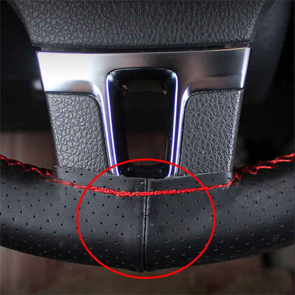 Leather DIY Car Steering Wheel Cover Breathable Anti-slip Universal 38cm AUS