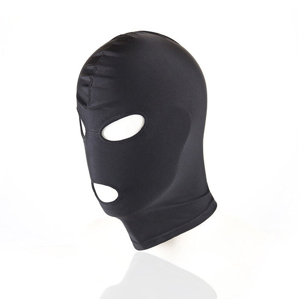 2x Black Face Mask Blindfold Head Mask Open Eye Mouth Adult Cosplay Gimp Mask