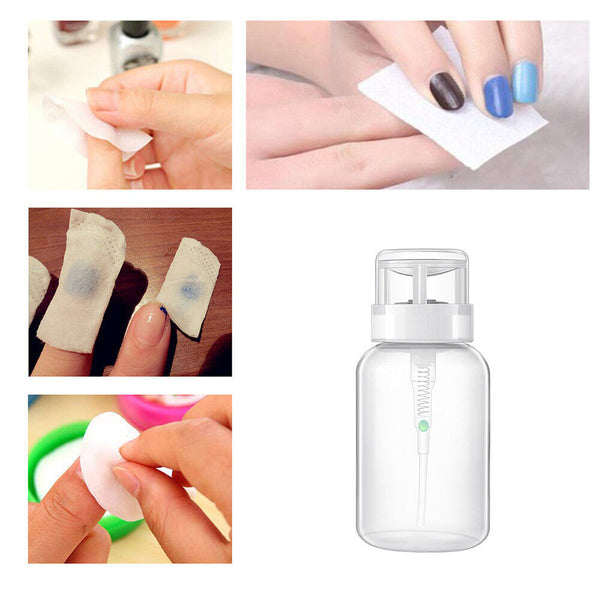 Clear Bottle Plastic Push Down Empty Pump Dispenser For Nail Polish Remover AU