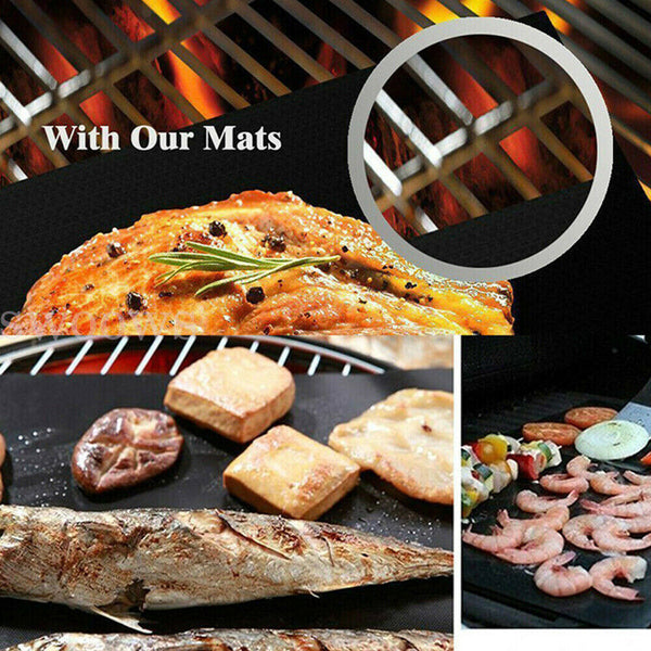 BBQ Grill Mat Reusable Bake Sheet Resistant Teflon Meat Barbecue Non-Stick Party