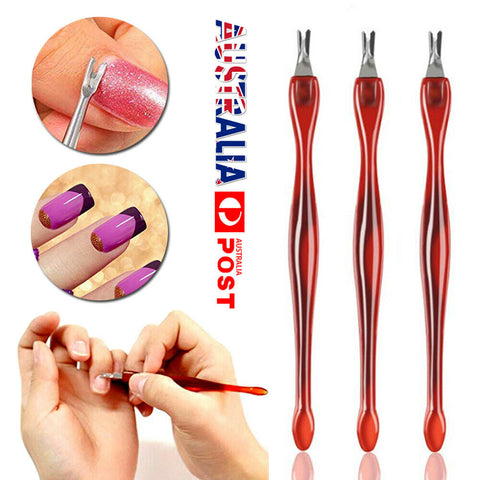 3xNail Cuticle Remover Fork Trimmer Cutter Manicure Pedicure Dead Skin Nail Tool