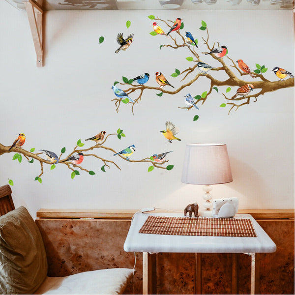 Bedrooms Bathrooms Removable Wall Stickers Birds on Tree Branch Wall Decor Decal