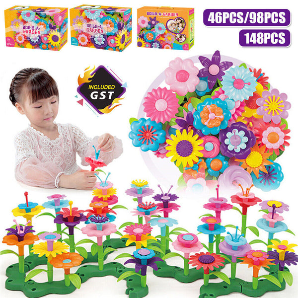 46/98/148PCS Flower Garden Building Toys Children DIY  Build Bouquet Sets Gift