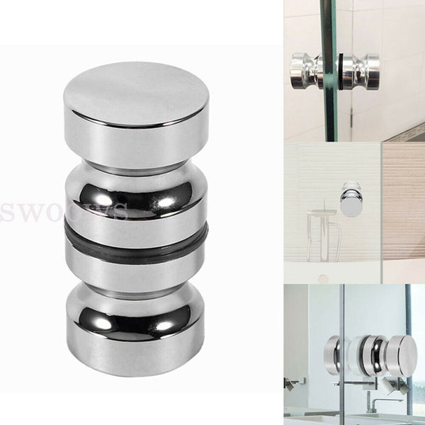 Stainless Steel Back-to-Back Glass Door Knob Puller Push Handle Bathroom Shower