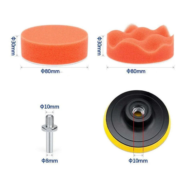 22pcs 3" Polishing Pads Buffing Waxing Pad Polisher Drill Sponge Kit Set For Car