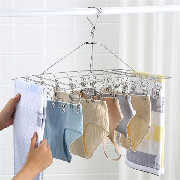 40Pegs Stainless Steel Laundry Sock Underwear Clothes Airer Dryer Rack Hanger AU