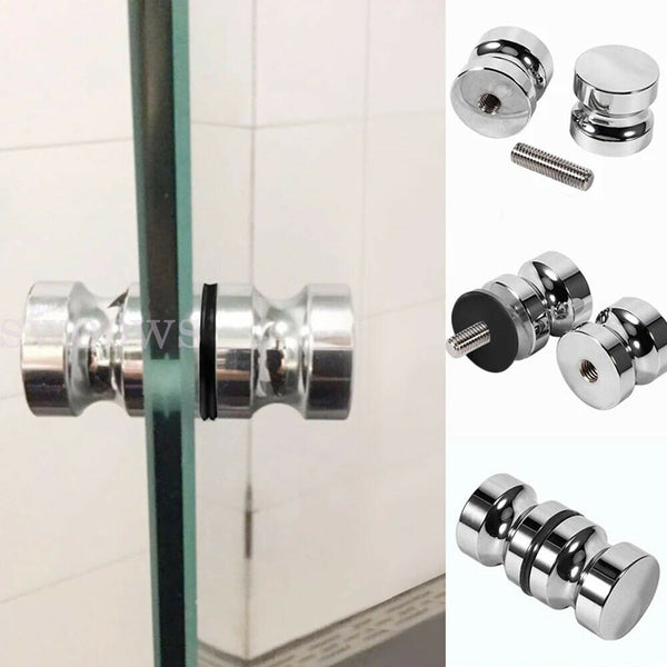 Stainless Steel Back-to-Back Glass Door Knob Puller Push Handle Bathroom Shower