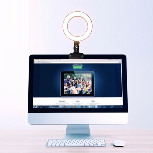 6 inch USB Video Conference Lighting Clip on LED Ring Light for Laptop Monitor