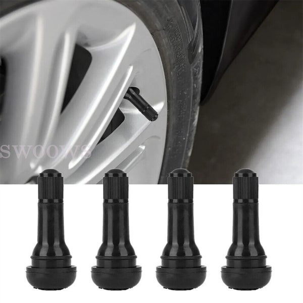 100Pcs Tire VALVE STEMS TR 413 Snap-In Car Auto Short Rubber Tubeless Tyre Black