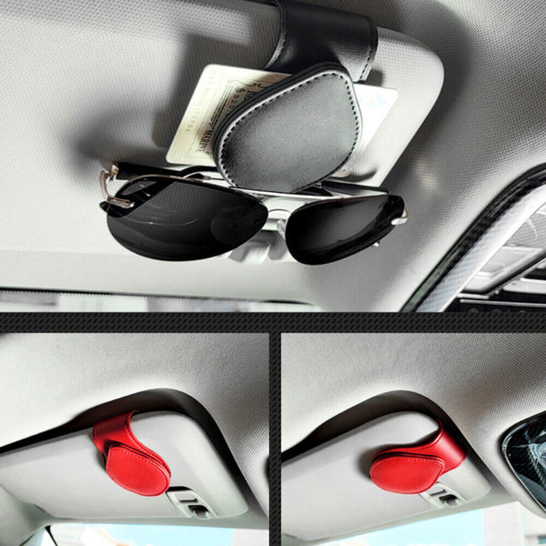 PU Leather Car Sunglasses Holder Eye Glasses Ticket Card Clip Holder Organizer