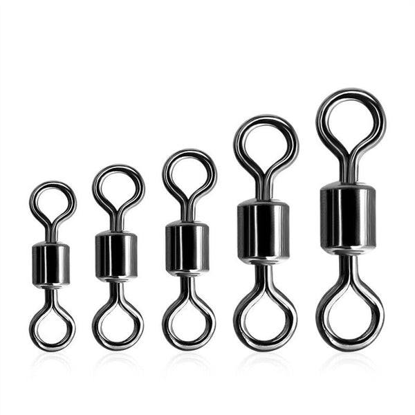 250PCS/Box Fishing Ball Bearing Swivels Solid Ring Hooks Connectors Tackle Tools