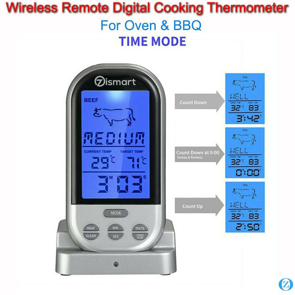 Food Meat Oven BBQ Thermometer Digital Wireless Remote Probe Cooking Set Grill