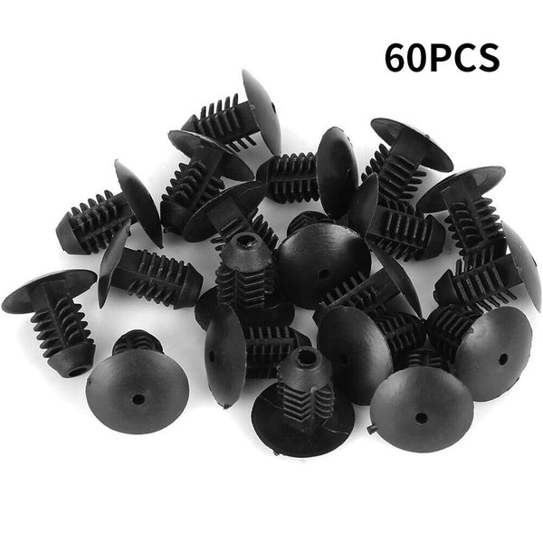 60pc Fits10mm Hole Plastic Clip Push Type Fastener Auto Bumper Fender Door Rivet