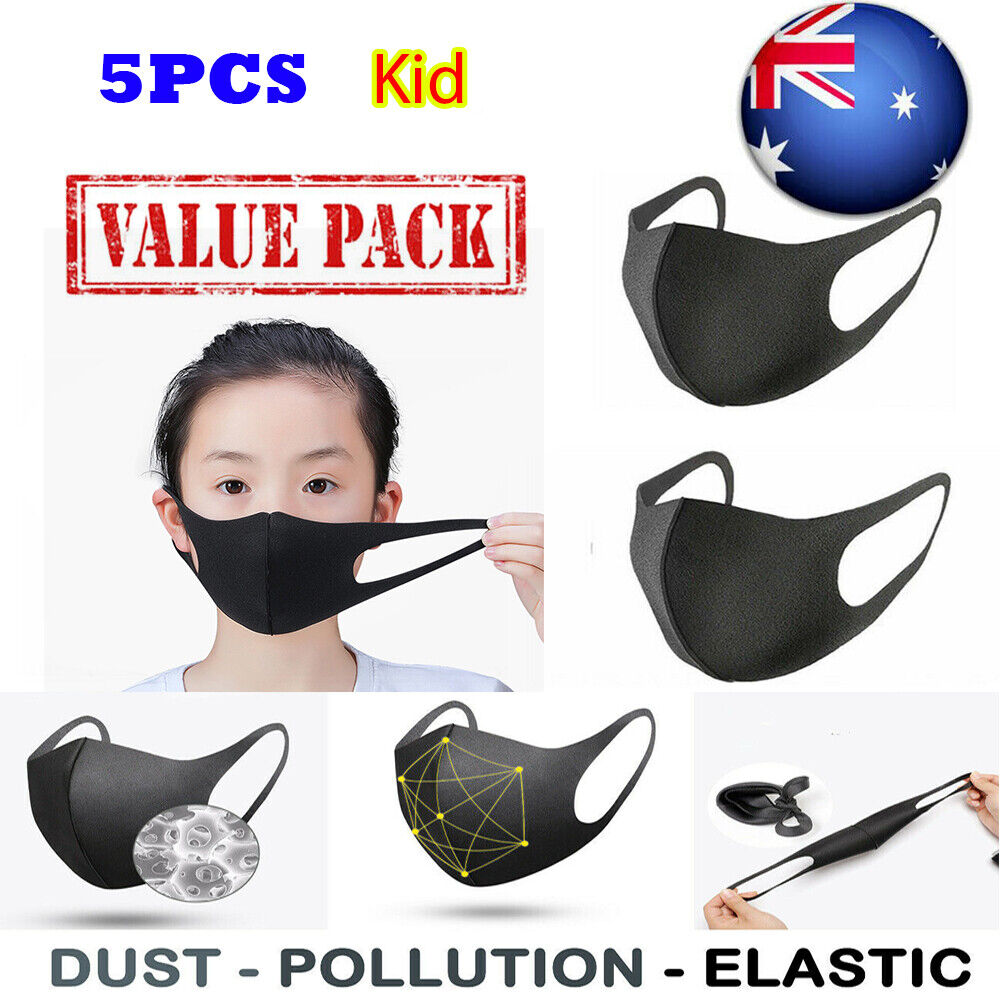 5pcs Kids Washable Reusable Face Mask Protective Fabric Cotton Fashion Unisex