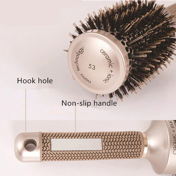 Thermal Ceramic Ionic Round Barrel Hair Brush Comb with Boar Bristle Salon Brush