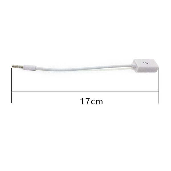 Male Cable Plug AUX Jack 3.5mm Audio to USB 2.0 Female Converter Cord Play MP3