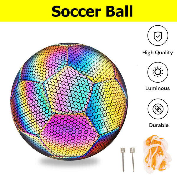 Reflective Soccer Ball Luminous Night Glow Footballs for Student Training AU