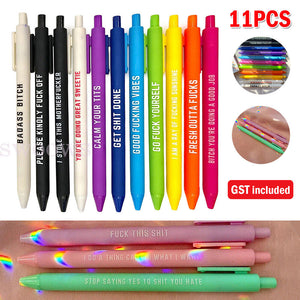 10x Funny Pens Swear Word Pen Set Black Ink Writing Pen Funny