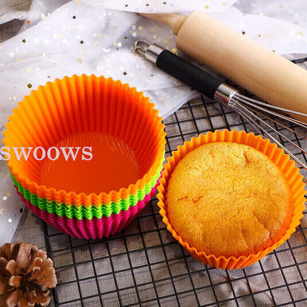 24/72PCS Round Cup Cake Silicone Baking Mould Cupcake Case DIY Bake Mold Muffin