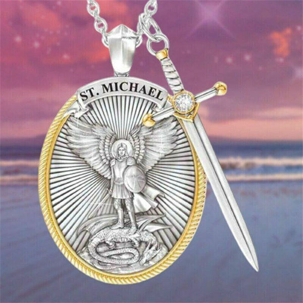 The Archangel St Michael Pendant Prayer Catholic Patron Necklace Sword Lord Gift