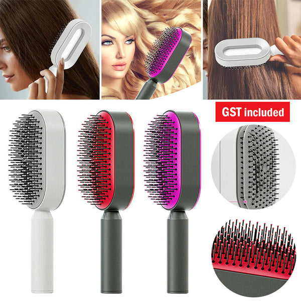 New Hair Brush Self-cleaning Air Cushion Comb Comfortable for Salon Hairdress AU