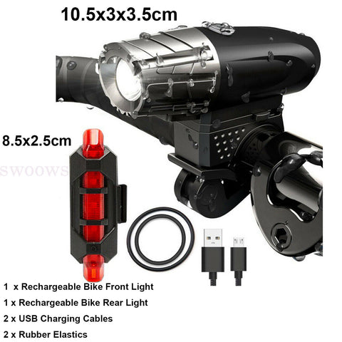 Waterproof Rechargeable LED Bike Bicycle Light USB Cycle Front Back Headlight AU